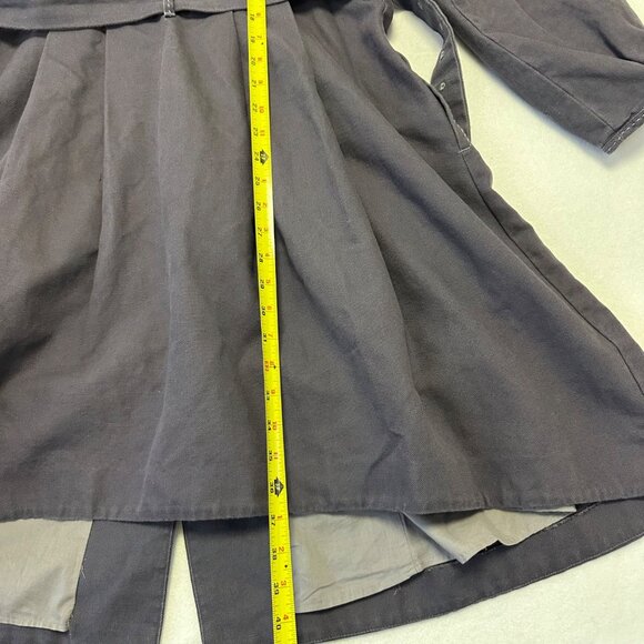 Wrap London Linen Cotton A-Line Trench Coat Size 38 EU/US 8 Gray Classic Preppy - Picture 14 of 15